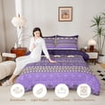 thumbnail image 3 of jejeloiu Rustic Western Damask King Size Comforter Sets For Men Women,Retro Victorian Print Comforters King Size,Purple Beige,Light Gray Reversible,3 Pieces,1 Comforter and 2 Pillowcases, 3 of 7