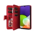 thumbnail image 3 of Multifunctional Case for Samsung A12 5G,Card Slots[RFID Blocking],Durable Flip Folio Kickstand Magnetic Closure Leather Zipper Wallet Wrist Strap Shockproof Case for Samsung Galaxy A12 5G, Red, 3 of 12