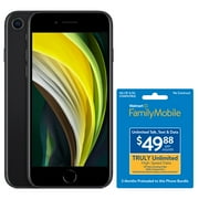 Walmart Family Mobile Apple iPhone SE (2020), 64GB, Black- Prepaid Smartphone with FREE 3 Months of Service