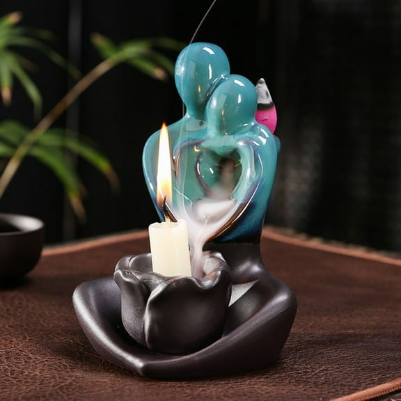 1pc Ceramic Backflow Incense Burner & Candle Holder, Valentine's Home Decor Gift (Without Incense)