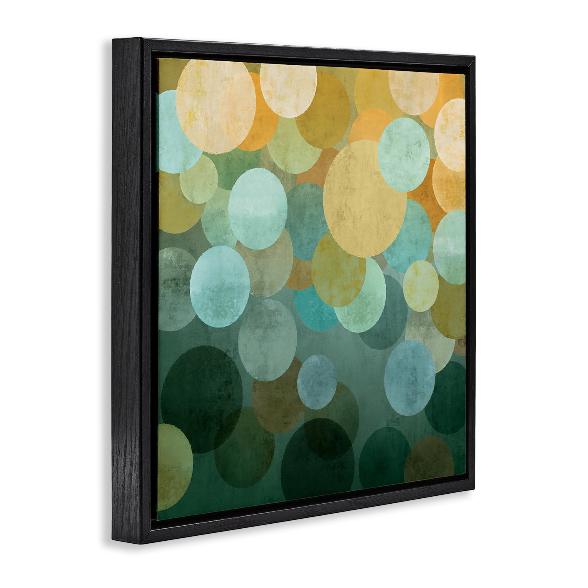 Stupell Industries Round Layered Circles Abstract Painting Black Floater Framed Canvas Art Print Wall Art, 18 x 18