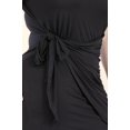 thumbnail image 4 of Solid Wrap Front Tie Side Short Sleeve Mini Dress for Plus Sizes, 4 of 9