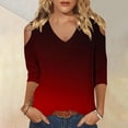 thumbnail image 1 of Mefallenssiah Hauts pour Femmes Tendance Manches 3/4 Mode Décontractée Épaules Dénudées Col en V Imprimé, 1 of 5