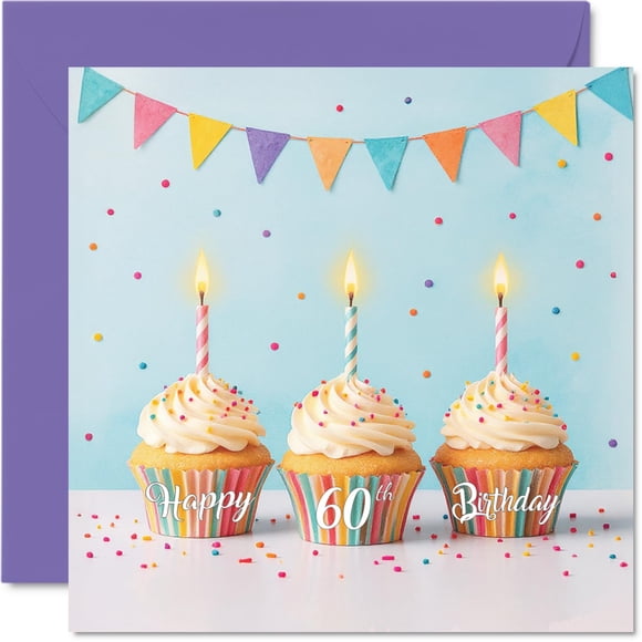 Tarjeta de Felicitación Stuff4 60º Cumpleaños Cupcakes 14,5 cm