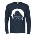 thumbnail image 2 of Wild Bobby, Office Dwight Glasses Face Silhouette Funny Schrute, Pop Culture, Men Long Sleeve Shirt, Vintage Heather Navy, Large, 2 of 4