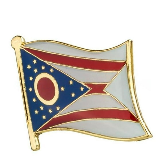 Ysmzzmsy 1 PCS（0.75x0.63 inch) Ohio Flag Pin Suit lapel flag pins Plated Metal Enamel Souvenir Hat Men Women Patriotic ﻿
