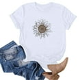 thumbnail image 4 of Njagoc3 Classic Fit Womens Basic Crewneck Short Sleeve Sunflower Graphic Print Breathable PolyCotton Casual Summer Tee, 4 of 6