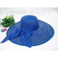 thumbnail image 6 of Home Cal Women Foldable Straw Hat Bowknot Decor Beach Seaside Vacation Hat Lady Floppy Cap UPF 50+,Dark Blue, 6 of 7