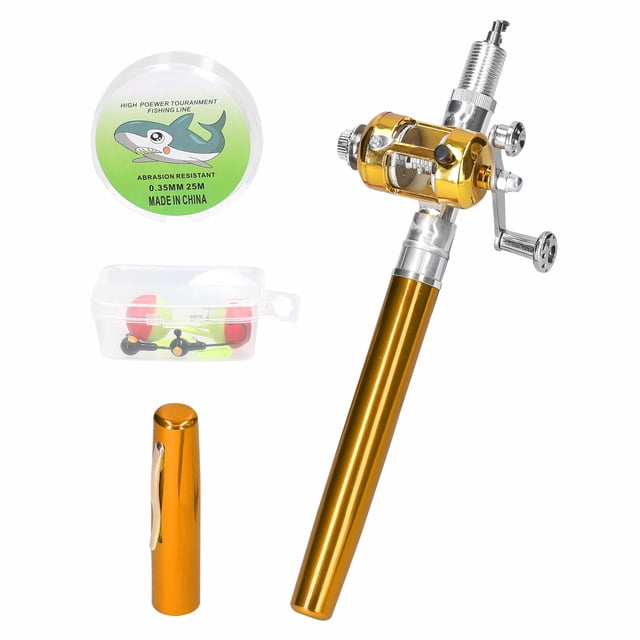 Portable Telescopic Mini Fishing Pole Set Pocket Pen Shape Folded Fishing Rods Kit with Reel