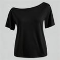 thumbnail image 4 of Jamsmile Toddler Girls Tshirts Summer Off Shoulder Casual Solid Color Tee Shirts Daily Wear Basic Children Girls T-Shirts Tops, 4 of 4