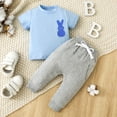 thumbnail image 2 of Vividxx Boys Clothes Baby Boys Print Autumn Easter Bunny Short Sleeved Tops Tshirt Pants Set Outfits Clothes Fashion Clothing Set, 2 of 8