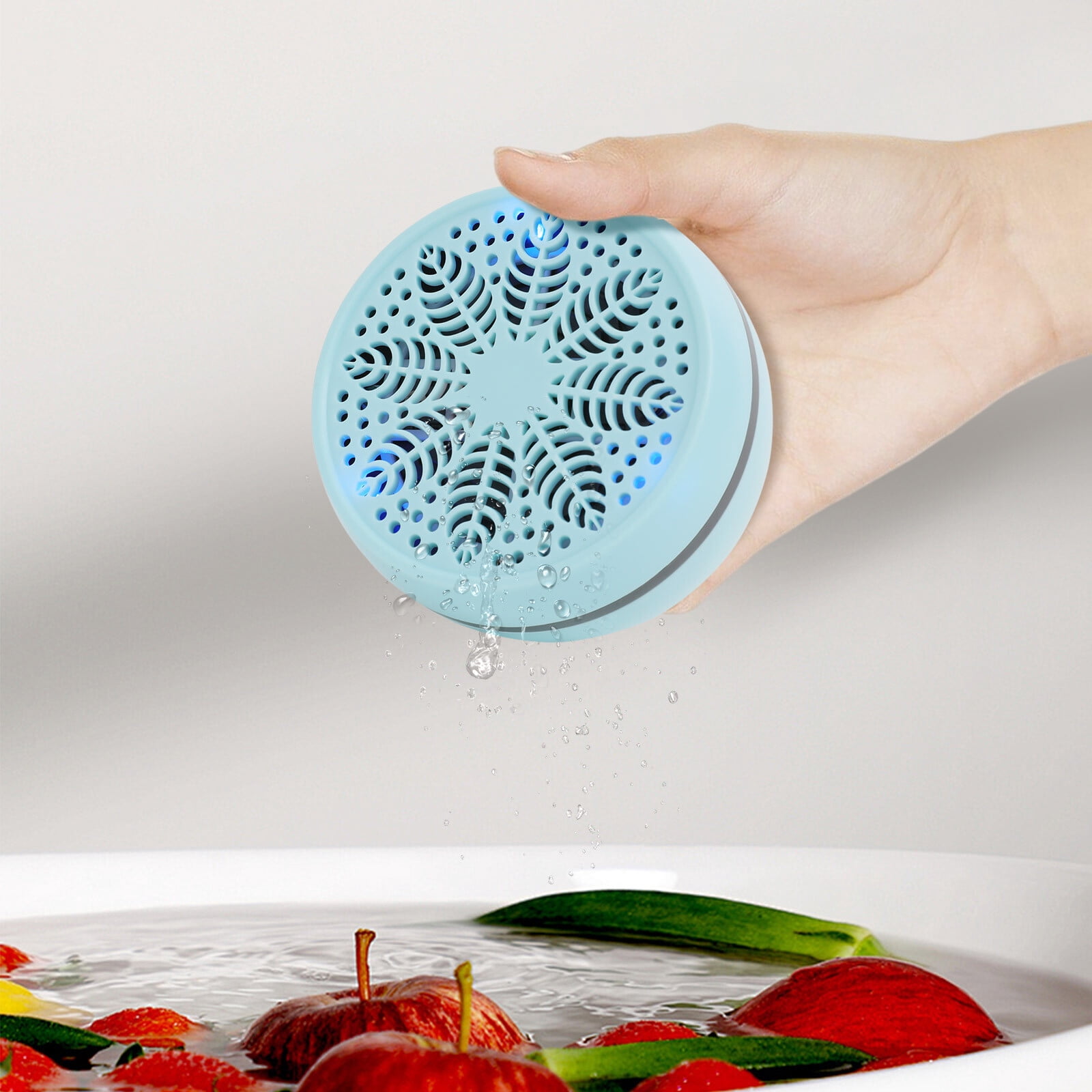 Fruit and Vegetable Washer, Fruit and Vegetable Cleaner Machine, Portable Vegetable Washing Device, High-End Sky Blue, Hydroxyl Ion Purification, Wireless Rechargeable, 3 Modes, IPX7 Waterproof