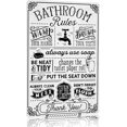 thumbnail image 1 of Letrero decorativo divertido para baño con frases sobre reglas de baño, arte de pared, letrero de hojalata vintage de 8 x 12 pulgadas (3092), 1 of 8