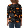 thumbnail image 4 of Abcomgle Halloween T-Shirts for Girls Spooky Pumpkin Bat Graphic T-Shirts for Kid Girls Crewneck 3/4 Sleeve T-Shirts for Girls Fall Funny Holiday Tee Top Girls,11-12 Years, 4 of 5