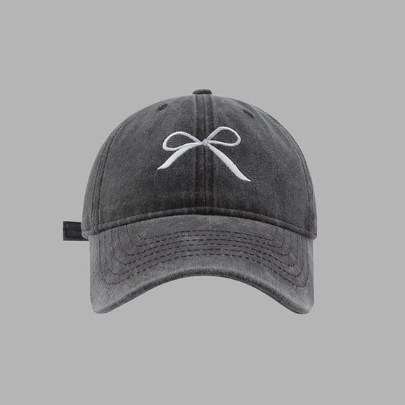 Womens Baseball Caps with Bowknot Embroidered Stylish Wide Brim Soft Adjustable Snapack Sun Hat Daily Casual Wear Black