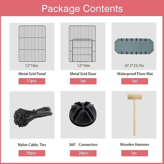 12 Panels Small Animal Playpen with Waterproof Mat, Portable Metal Wire Yard Fence for Guinea Pigs, Puppies, Bunnies