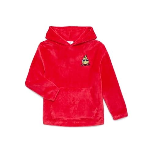 Pullover Grinch Pullover Hoodie with Long Sleeves, Red, XX-Large