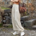 thumbnail image 6 of Sokhug Womens Lantern Pants Linen-Blend High Waisted Drawstring with Pockets Casual Elastic Waist Jogger Trousers, 6 of 9