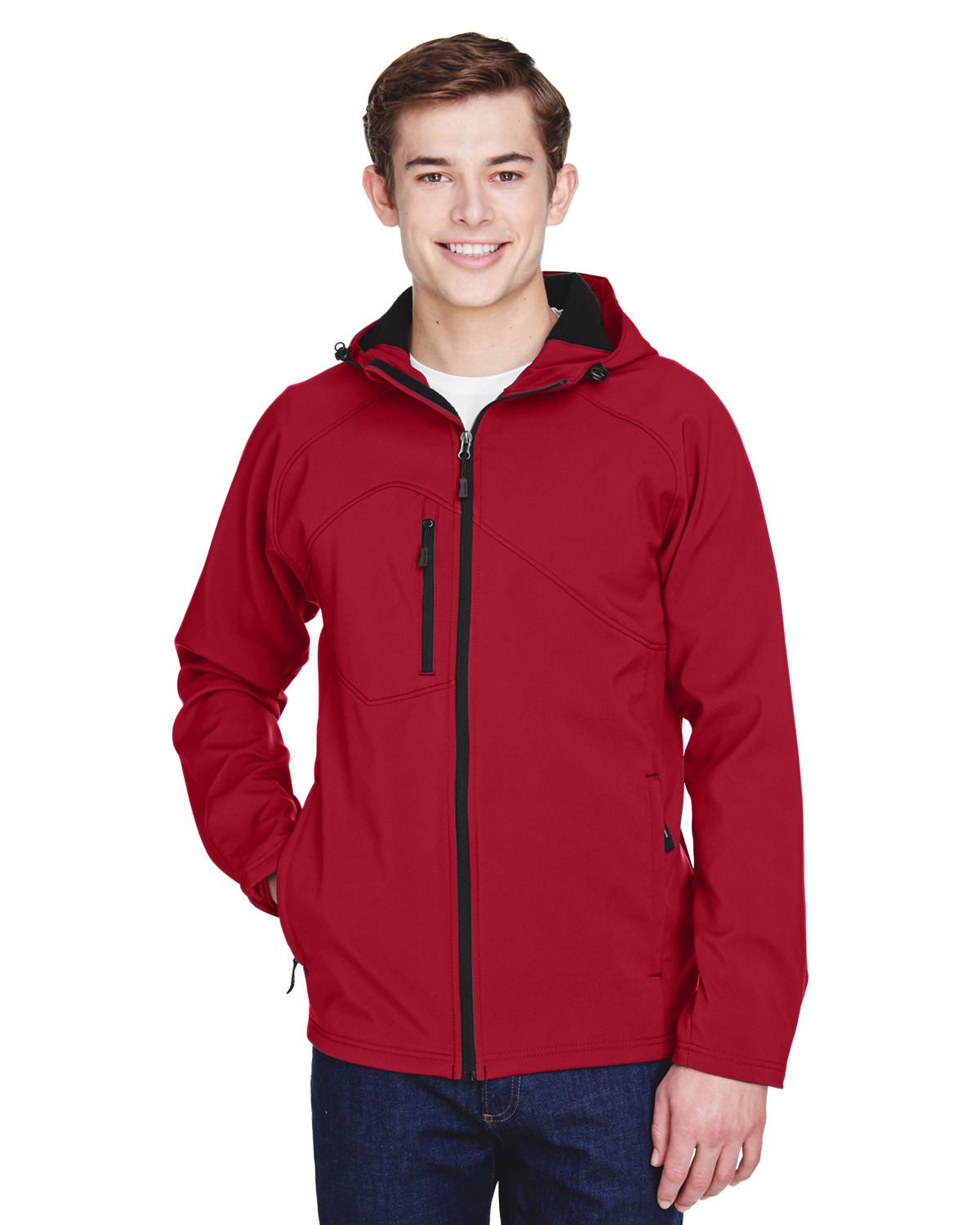 Men's Prospect Two-Layer Fleece Bonded Soft Shell Hooded Jacket - MOLTEN RED - XL - image 1 of 3
