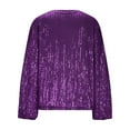 thumbnail image 4 of T Shirts for Women Sequin Top Purple Long Sleeve Sparkly Tops for Women Glitter Tops Cute Tops Womens Business Tops, 4 of 4