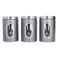 thumbnail image 3 of 3Pcs Storage Jar Stainless Steel Food Tea Nut Container with Window Durable and Large Capacity for KitchenGrey, 3 of 8