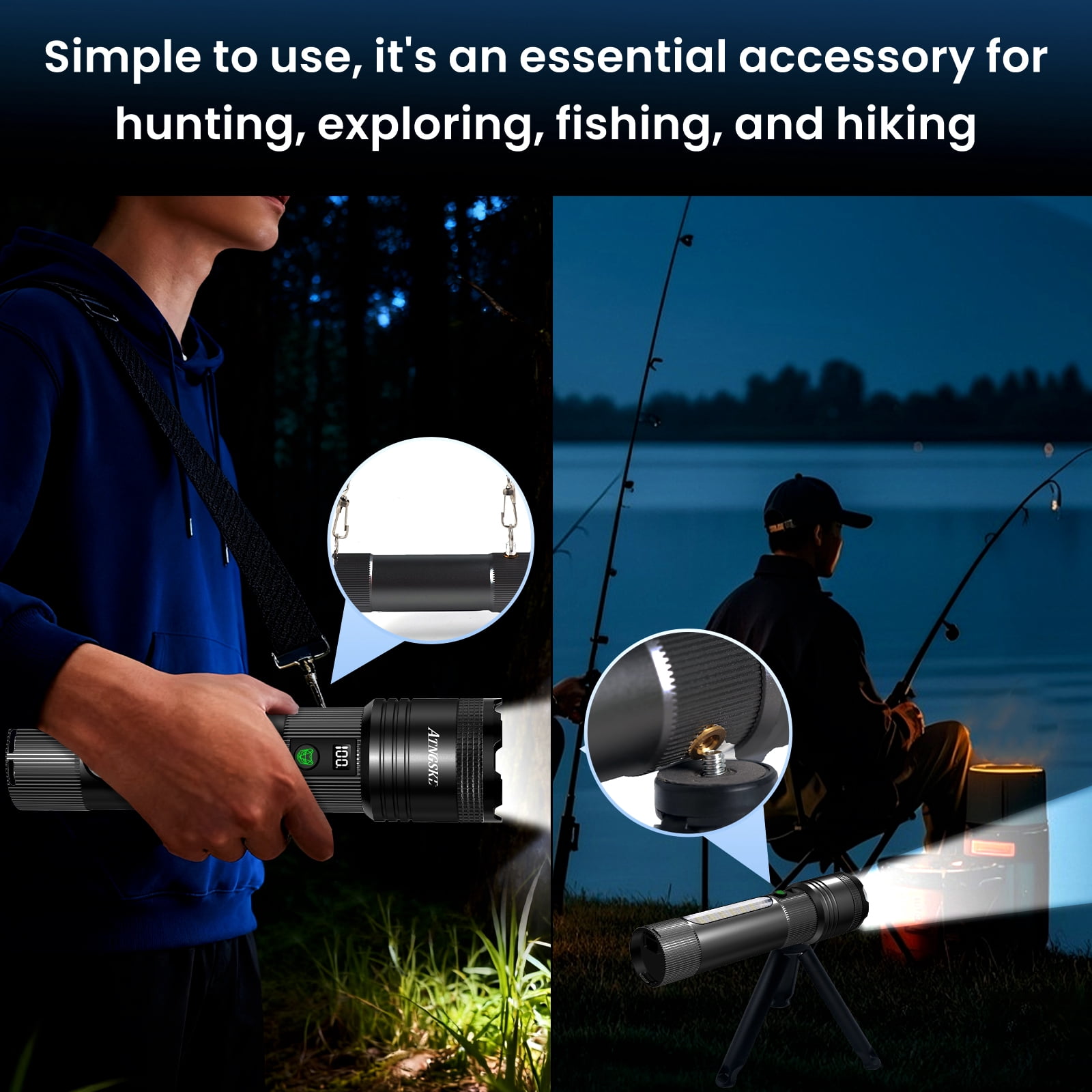 Rechargeable LED Flashlight, 250,000 High Lumens, USB-C Fast Charging, 9 Light Modes, Zoomable Waterproof Flashlight for Camping, Hiking, Emergency Use(Black)
