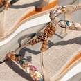 thumbnail image 6 of Modisza Women Beach Sandals Beaded Woven Strap Bohemia Shoes Casual Flower Low Wedges Platform Travel Walking Sandal Size 6.5 Pink, 6 of 7