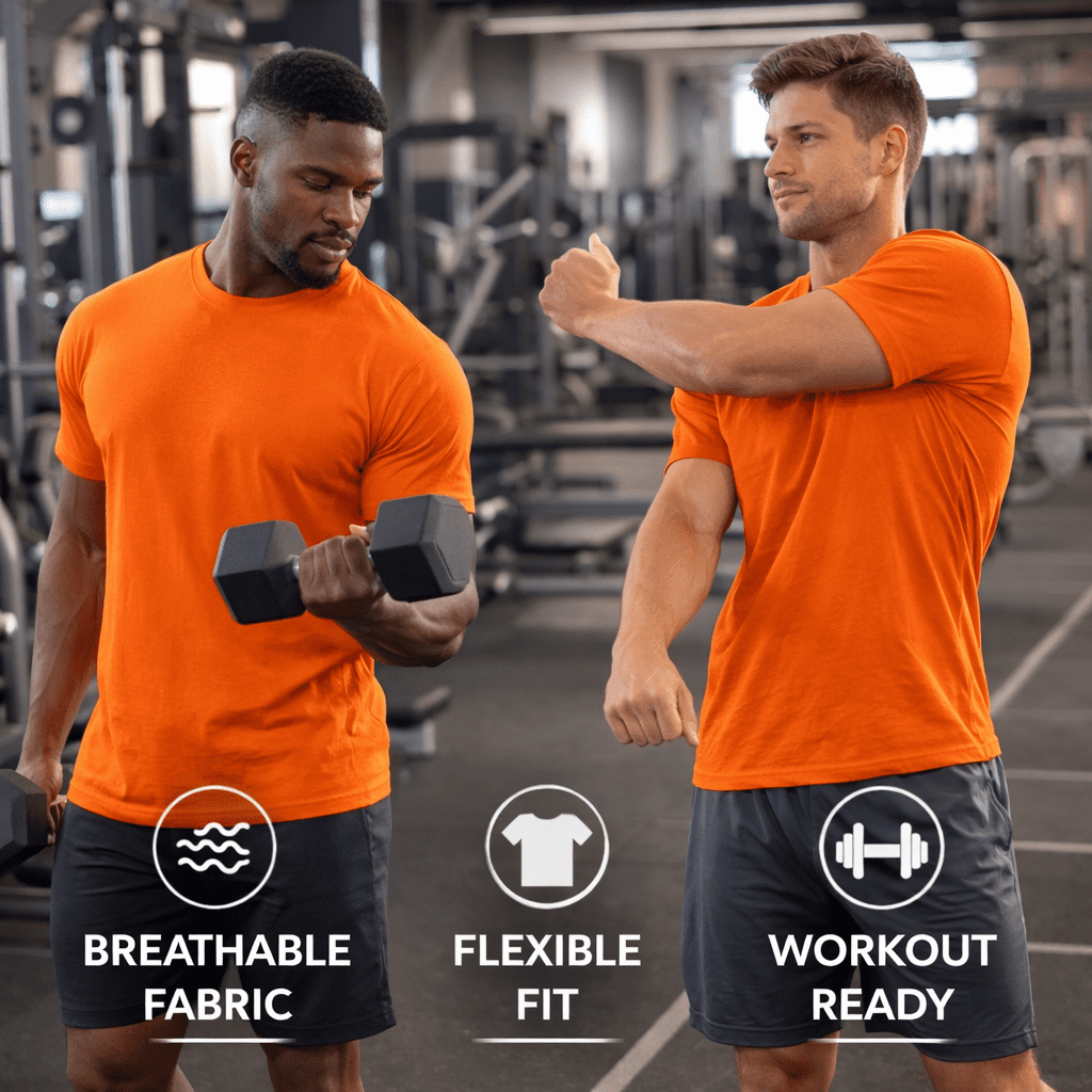 SOCKS'NBULK Mens Cotton Crew Neck Short Sleeve T-Shirts Mix Colors Bulk Pack (24 Pack Orange Solid, 3X-Large, 3X_l)