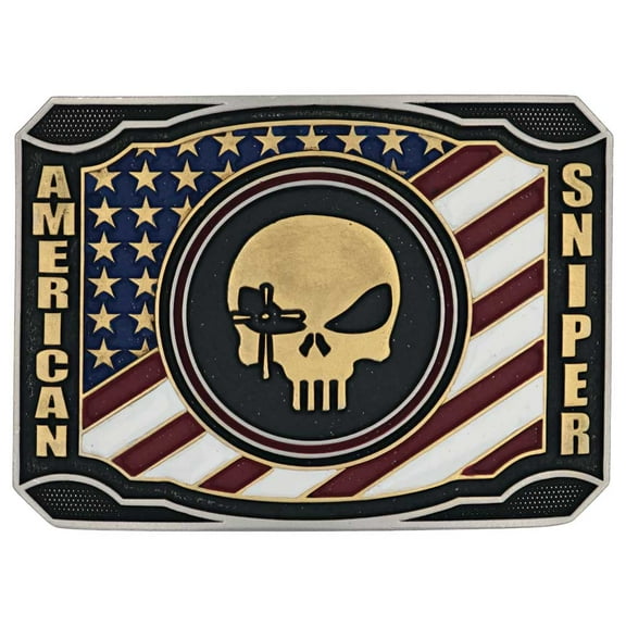 Montana Silversmiths Men's Chris Kyle American Sniper Belt Buckle Red/White/Blue One Size
