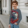 thumbnail image 4 of FUIALDOLG 2 Pack Boys Kids Tee Shirt Long Sleeve Fire Wolf Art Lightweight Loose Crewneck Basic T-Shirt Top for Toddlers Youth(Age 7-8), 4 of 6
