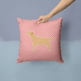 thumbnail image 2 of Yellow Labrador Retriever Checkerboard Pink Fabric Decorative Pillow, 2 of 4