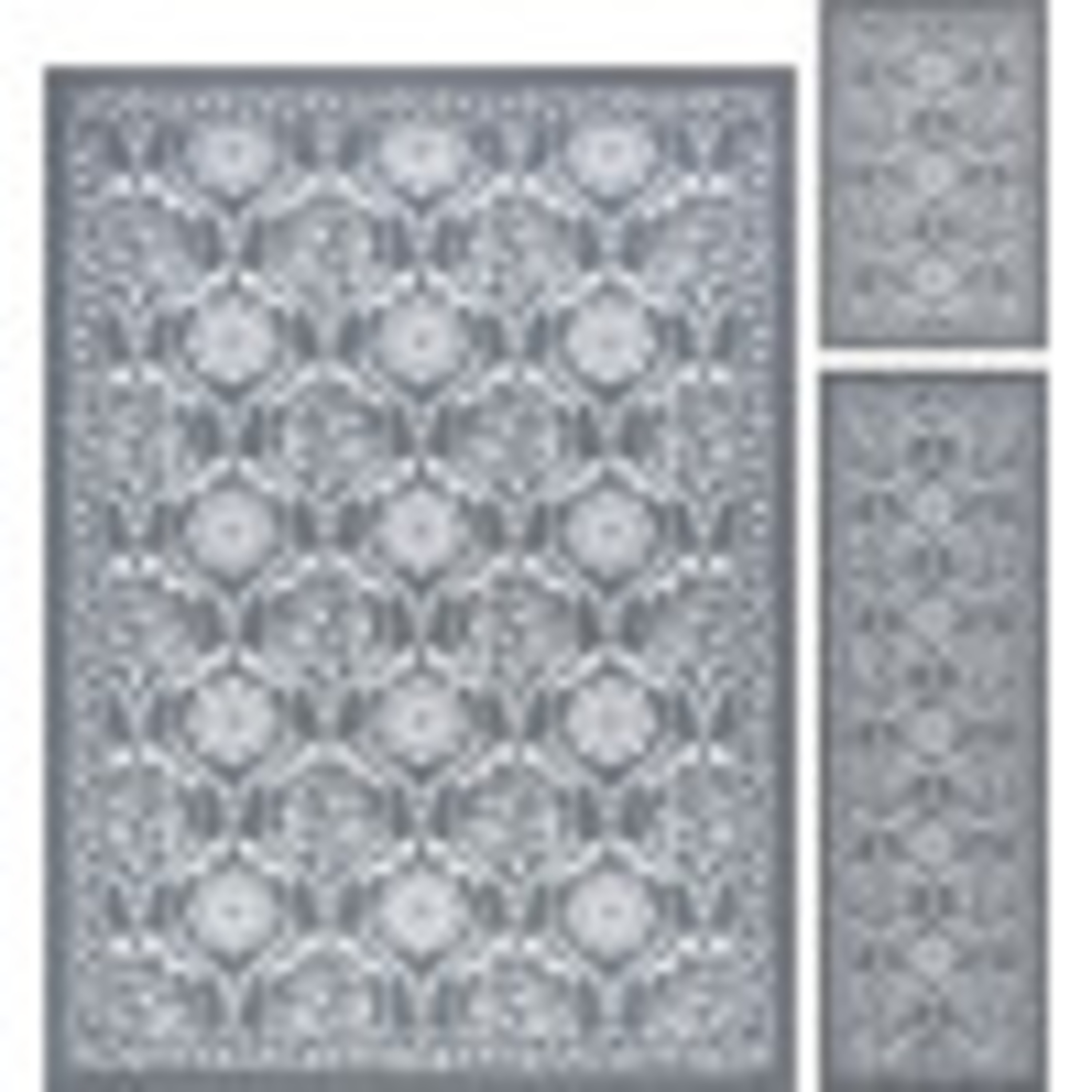 Transitional Area Rug (3-Piece Rug Set: (5' x 7', 20'' x 60'', 20'' x 32'')) Floral Charcoal, Cream Indoor Set Easy to Clean