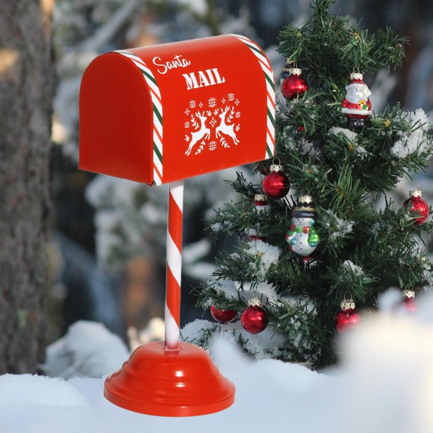 Buzón navideño, mini buzón, decoración, regalo duradero, adorno de metal, para instalar, caja de decoración navideña para las fiestas.