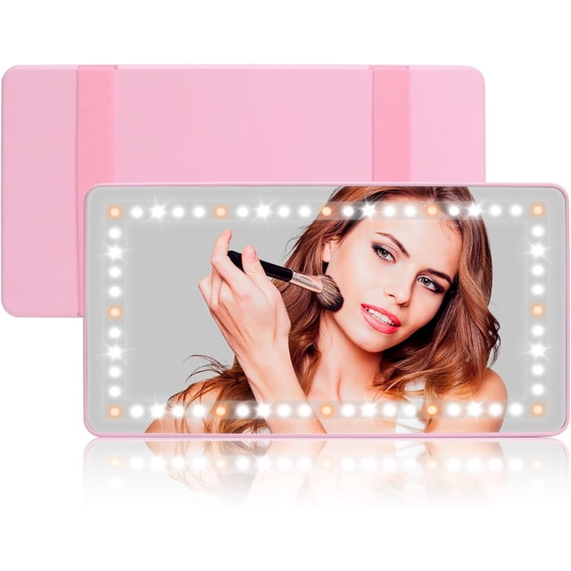 Car Sun Visor Vanity Mirror Rechargeable Led Light Car Visor Mirror with Lighting Modes Travel Makeup Mirror with Dimmable Touch Screen for Car Truck SUV Rear View Mirror ()