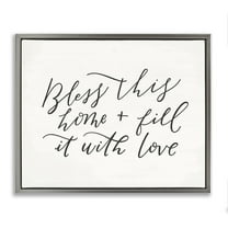 Stupell Industries Bless This Home Typography Inspirational Painting Gray Floater Framed Canvas Art Print Wall Art, 21 x 17