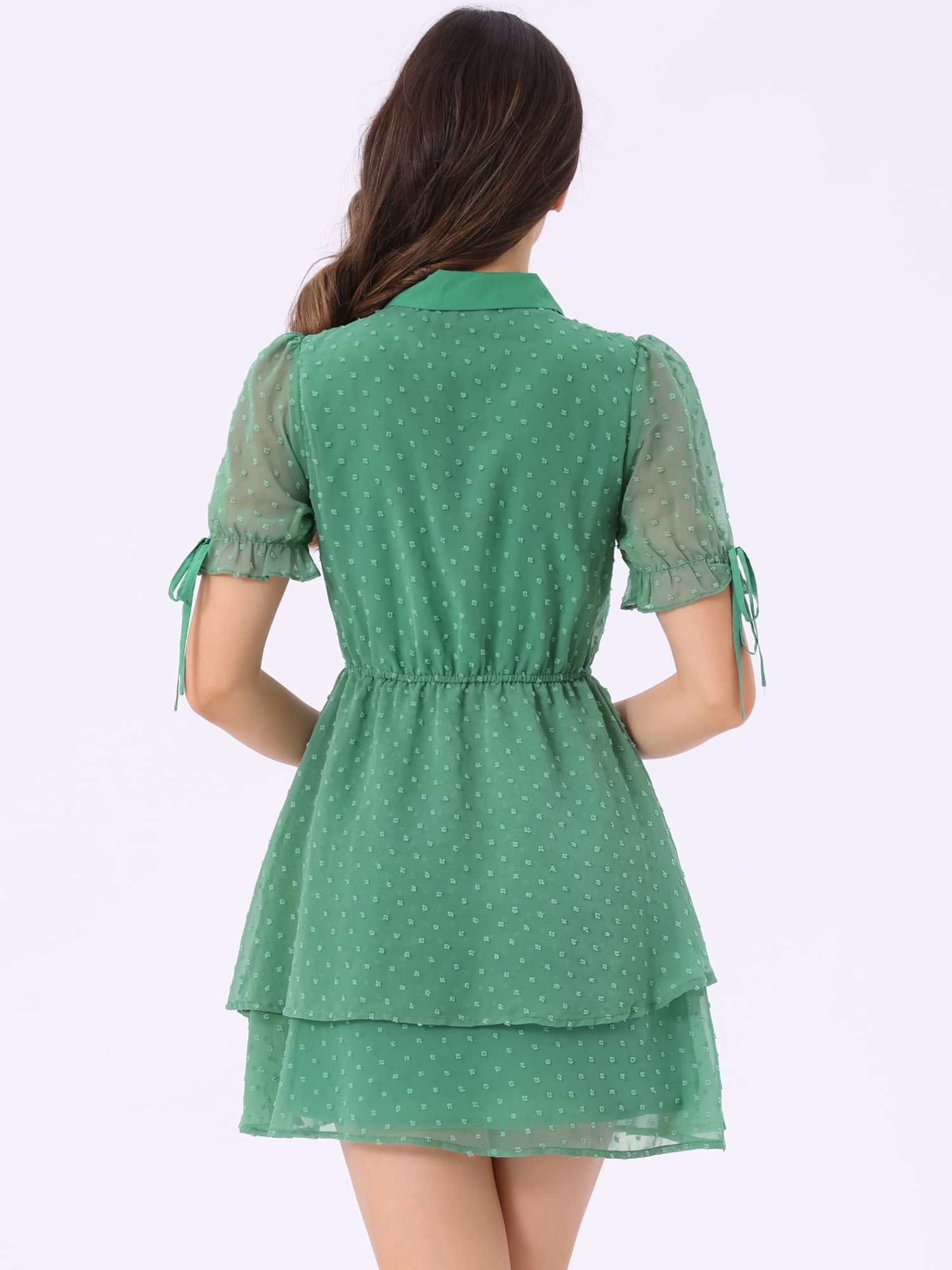 DARING DIVA Solid Short Sleeve A-Line Shirt Dress XL Light Green