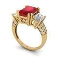thumbnail image 2 of Three-Stone Engagement Ring for Women - 4.27ct Simulated Ruby in 18K Yellow Gold Promise Ring, 2 of 6