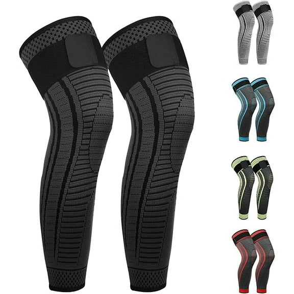 Full Leg Compression Sleeves 2 Pack Long Knee Support for Men and Women for ACJ, Meniscus Tear, Arthritis