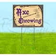 thumbnail image 1 of Medieval Fair Axe Throwing Purple Scroll (18" x 24") Yard Sign, Includes Metal Step Stake, 1 of 6