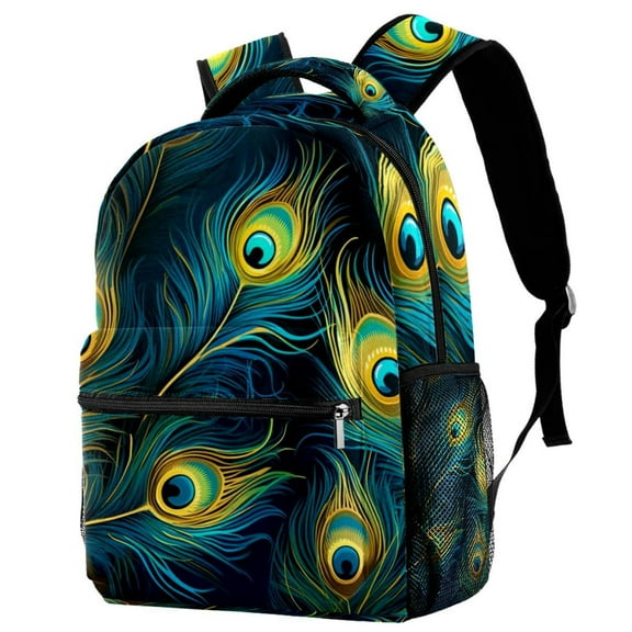 Lightweight Backpack Peacock Feather School Bag Travel Laptop Daypack for Men Women Casual Rucksack