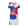 thumbnail image 4 of PuLe Summer Dress Sun Dresses for Women 2024 Vacation Sexy V Neck Short Sleeve T Shirt Dress Color Trendy Beach Sundress, 4 of 5