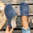 thumbnail image 5 of Women's Fleece Lined Wedge Mules Retro Suede Closed Toe Slip On Comfortable Non Slip Outdoor Slippers with Arch Support, 5 of 7