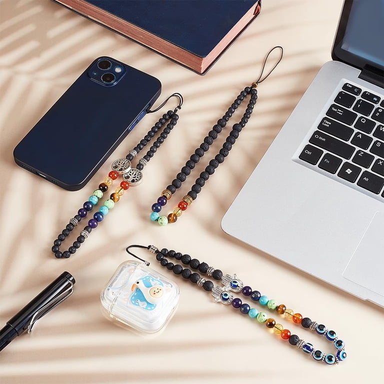 Cute 3D Hand-Painted Beaded Phone Lanyard – Anti-Slip Wrist Strap For IPhone, Samsung & All Phones