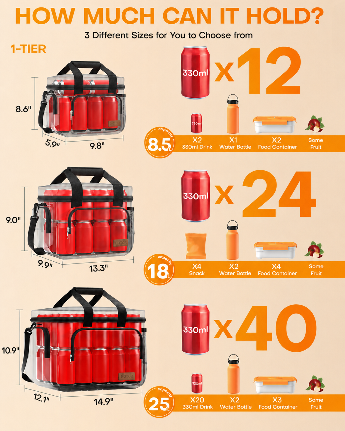 HOTOR Insulated Lunch Bag with Shoulder Strap, Black photo 4