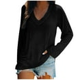 thumbnail image 2 of GaThRRgYP Off the Shoulder Tops for Women,Womens Blouses under $10,Fashion Women's Casual Long Sleeve V-Neck Solid Ladies Tops Blouse, 2 of 4