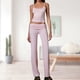 thumbnail image 1 of Pantalón De Tirantes Con Encaje Traje de pantalón de 2 piezas para mujer, cintura alta, correa de espagueti, top, pantalones, traje de vacaciones Cgtredaw Rosa L para Mujer, 1 of 7