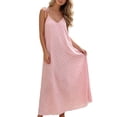 thumbnail image 2 of Yteetum Summer Dresses for Women Sleeveless Boho Print Tie Shoulder Spaghetti Strap Backless Cami Dresses Sundress Casual Solid Loose Comfy Travel Vacation Beach Dress, 2 of 7