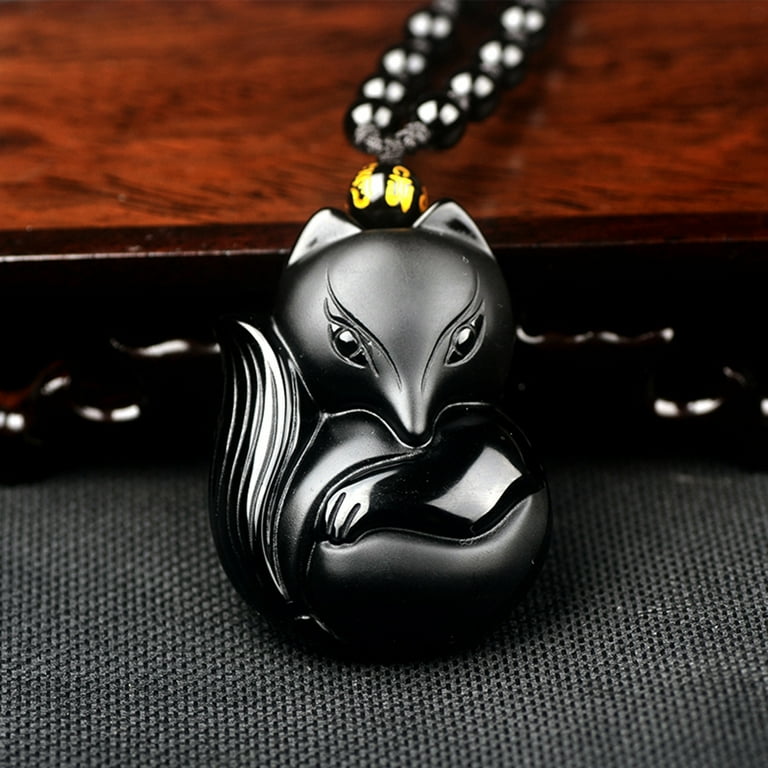 Obsidian cheap fox necklace
