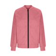 thumbnail image 5 of Yokua Women's Suede Bomber Jackets Round Neck Zip Up Slim Fit Coat Casual Windproof Long Sleeve Cozy Outdoor Tactical Coat, 5 of 9