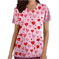 thumbnail image 2 of Idoravan Women Short Sleeve Tunic Blouse Women's Scrub Tops Ladies' Protective Clothing Heart Shape Printed V-Neck Short Sleeve Tops Nursing Uniform Tops with Pockets Multicolor XXL, 2 of 5